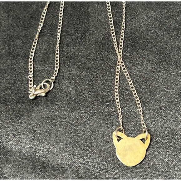 Kitty Cat Face with Pointy Ears Shaped Pendant Necklace | Animal Jewelry 18" - Picture 3 of 4